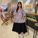 Shirt blusas Female ulzzang short sleeve women blouse 2021 summer oversized gothic printing blouses Korean womens