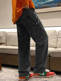 Men's Washed Checkered Patchwork Jeans-Outfit