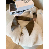 Fongt Spring And Autumn New Loose Gas Coat Ankola Red College Wind Splicing Fake Two Knitted Shirt Women