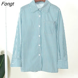 Striped Shirts For Women Long Sleeve Casual Oversized Shirt Elegant Button Up Cotton Blouse Office Outfits Women