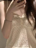 Women Beige Floral Printed Front Buttons Short Camis 2023 Summer Vintage Sleeveless Female Tops Chic-Outfit