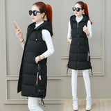 2024 New Down Cotton Vest Female Long Hooded Korean Version Student Winter Vest Coat Bf Clip-Outfit