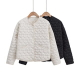 Fongt Women's Explosive Heart-Shaped Quilt Cotton Coat Women's Korean Version Of The Round-Neck Jacket Cotton Suit