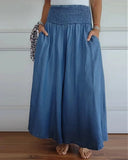 Fongt New Hot Women's Fashion Casual To Take Wide Legs Tight Waist Bandwidth Pants
