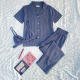 Fongt Female Spring And Summer Short-Sleeved Cardigan Home Clothing Three Sets Outside Wear-Outfit