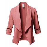 Wise Hot Style Slim Long Sleeve Pleated Suit Collar Solid Color Versatile Small Suit Jacket Size 10-Outfit