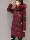 2024 Cotton-Padded Clothes Female Long Style Slim Thin Cotton Coat Big Size Big Wool Collar Thick Large Size Cotton-Padded Jacket Tide-Outfit