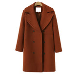 Women's Large Woolen Double-breasted Mid-length