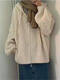 Oversize White Cardigan with Hood and