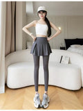 Fongt Pocket Fake Two Yoga Pants Large-Size High-Rise Sunscreen Skirts Thin Sports Wear Outside The Bottom