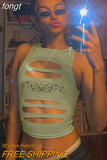 Top Cut Out Tank Top Solid Slim Crop Top Women Basic Corset 90s Tops Sleeveless Baby Tee Summer Streetwear Y2K