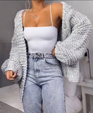 Cardigan Knitwear Distressed Long Sleeve Loose