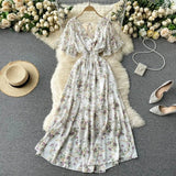 Fongt New Seaside Holiday Dress Women Spring And Autumn 2025 New Sexy V Receive Lanky Models
