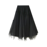 Fongt Yarn Dress Girl Spring New Nail Bead Irregular High Waist Front And Reverse Two Sides Wear Medium Long Yarn Skirt 2002