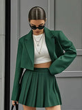 Fongt Short Suit Short Suit Suit Set Spring And Summer Double Buckle Short Suit + 100 Folded Short Skirts Two