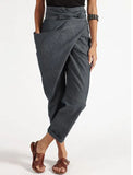 Irregular Lace Up Cropped Casual