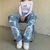Button Loose Straight Fit Mop Jeans-Outfit