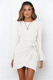 Fashion Autumn Small Horn Ruffled Long Sleeve Slim-fit Bow Elegant High-end