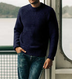 Fongt And Winter New Fashion Retro Men's Solid Color Casual Round Collar Jumper Sweater Men's
