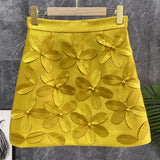 TWOTWINSTYLE Solid Slim Skirt For Women High Waist Patchwork Appliques Floral Mini Skirts Female Summer Clothes Fashion New