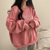 Solid Color Embroidered Logo Pullover Sweatshirt-Outfit