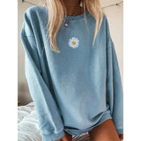 Autumn Daisy Printed Pullovers Sweatshirts Women O Neck Long Sleeve Streetwear Loose Oversize Sweatshirt Sweatshirt