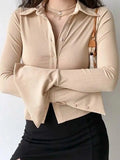 vintage polo collar long sleeve rib