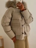 Raccoons Big Hair Collar Tooling Down Jacket Female Short Style 2024 Winter New Style Advanced Sense Korean Version Add Thick White Duck Down Coat-Outfit