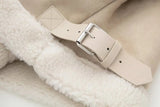 Beige Fur Lining Turn-Down Collar Biker Jacket-Outfit