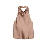Fongt Homemade New Women's Clothing Silk-Sin-Flavor-Sense Hanging Neck Collar Top 3203317