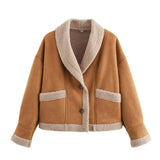 Fongt Autumn And Winter Women's Retro Fur Coat Collar Loose Fur Coat Women B88747