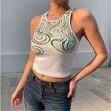 Sexy Corrugated Print Sleeveless Top-Outfit