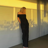 Knit Off-Shoulder Pleated Wrap Maxi Dress-Outfit