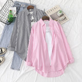 Blouses Shirts Tunic Womens Tops 2020 Womenswear Long Sleeve Clothing Button Up Down Striped 2020 New Pink Gray