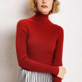 Turtleneck Slim Sweater Women Pullovers 2021 Autumn Thick Long Sleeve Basic All-match Tops Ladies Fashion Office