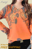 Autumn Long Sleeve Elegant Fashion Printing Pullovers for Women Designer Shirts Women Vintage Women's Clothing