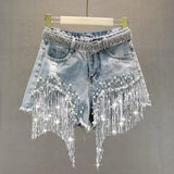 Cowgirl Rhinestone Fringe Denim
