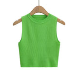 Fongt Summer New Top Sleeveless Short Knitted Vest Female C83614
