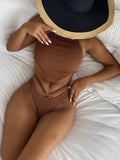 Fongt New Exterior Single Swimsuit Split Women's Swimsuit Pit Strip Fabric Strap Sexy Bikini B391Q-Outfit