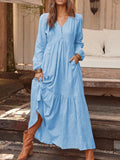 Button Cotton Linen Urban Leisure Retro Casual Long-sleeved Large Swing