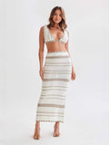 Fongt Two Sets Of Women's Knitted Slings Wrapped Breasts Skirt Dress Fashion Suit