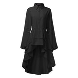 ZANZEA Fashion Women Ruffles Hem Blouse Elegant Lapel Neck Swallowtail Shirts Solid Long Sleeve High Waist Tops Irregular