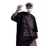 Fongt High Street Loose Letter Print Short-Sleeved T-Shirt Man Hip-Hop Pure Cotton Half-Sleeved Top