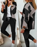 Autumn Two Piece Sets Women Printted Elegant Blazer & Pants Set Outifits Fashion Tracksuits Casual Elegant Female