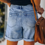 High Waist Tassel Ripped Denim Shorts, Women's Hot Pants-Outfit