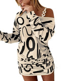 Independent Station 2023 Autumn And Winter New Fashionable Printed Long-Sleeved Dress In Stock-Outfit