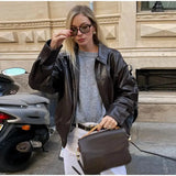 Fongt Women's Summer Fashion Temperament Autumn And Winter New Imitation Leather Bomber Jacket Jacket