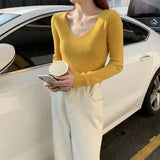 Fongt Knitted Shirt 2025 Autumn New Bottoming Shirt Slim Slim Solid Color Sweater Long Sleeves With A Short