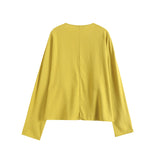 Summer Casual Lazy Wind Relaxing V-Collar Long-Sleeved Shirt-Outfit