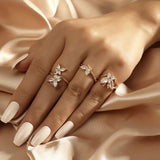 Zircon Butterfly Open Ring Three-piece Set-Outfit